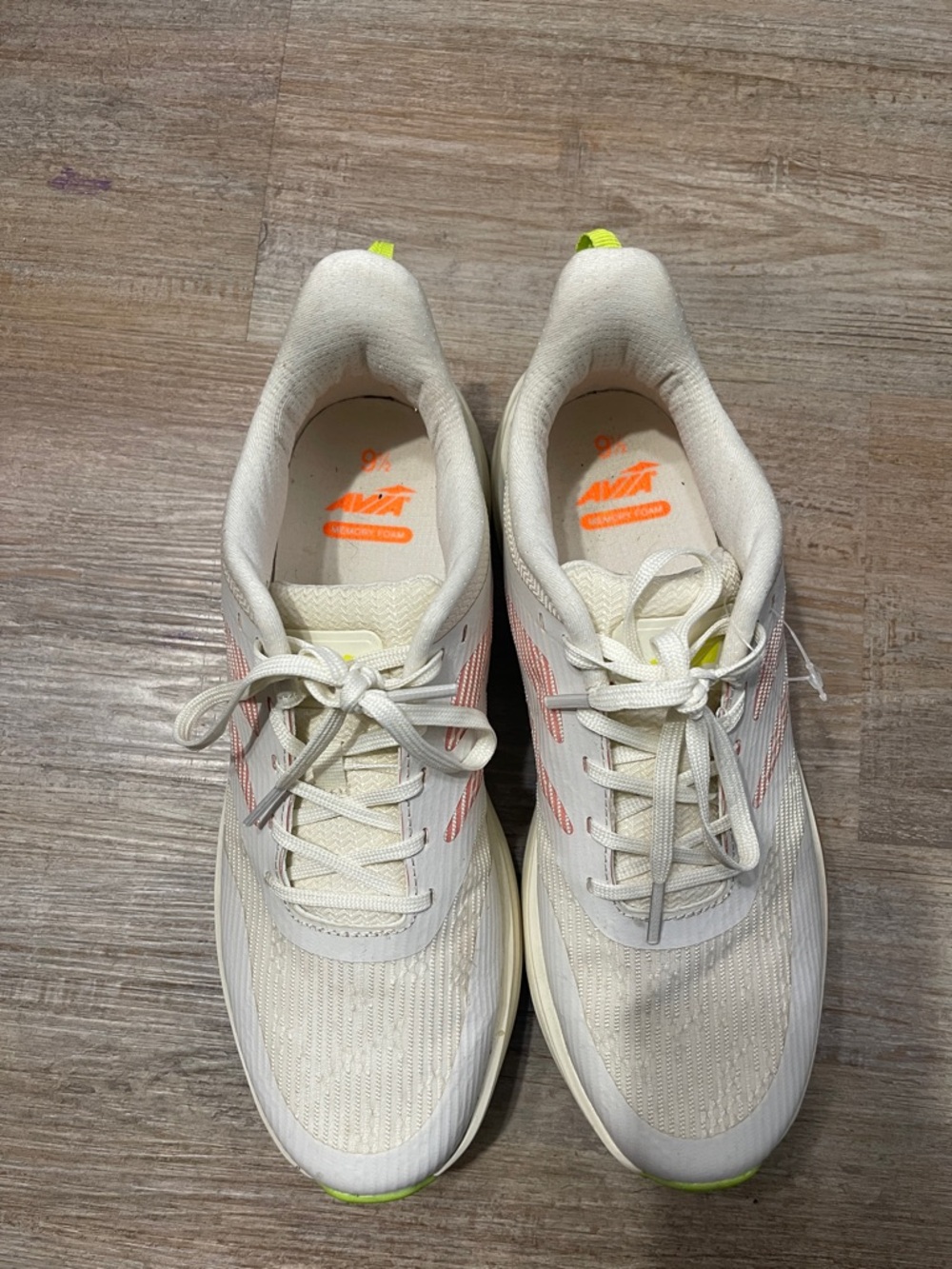 Avia White Sneakers with Coral Accents and Neon Yellow Details - Picture 2 of 5
